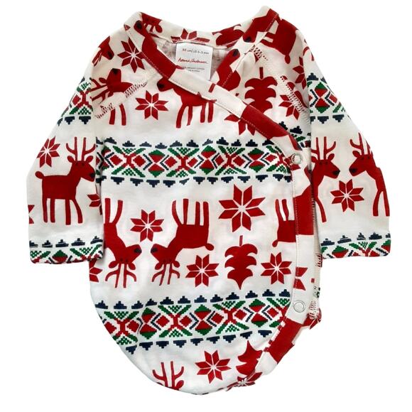 Hanna Andersson Christmas Baby Bodysuits Lot of 3 Long Sleeve Baby 0-3mo Holiday - Picture 4 of 8